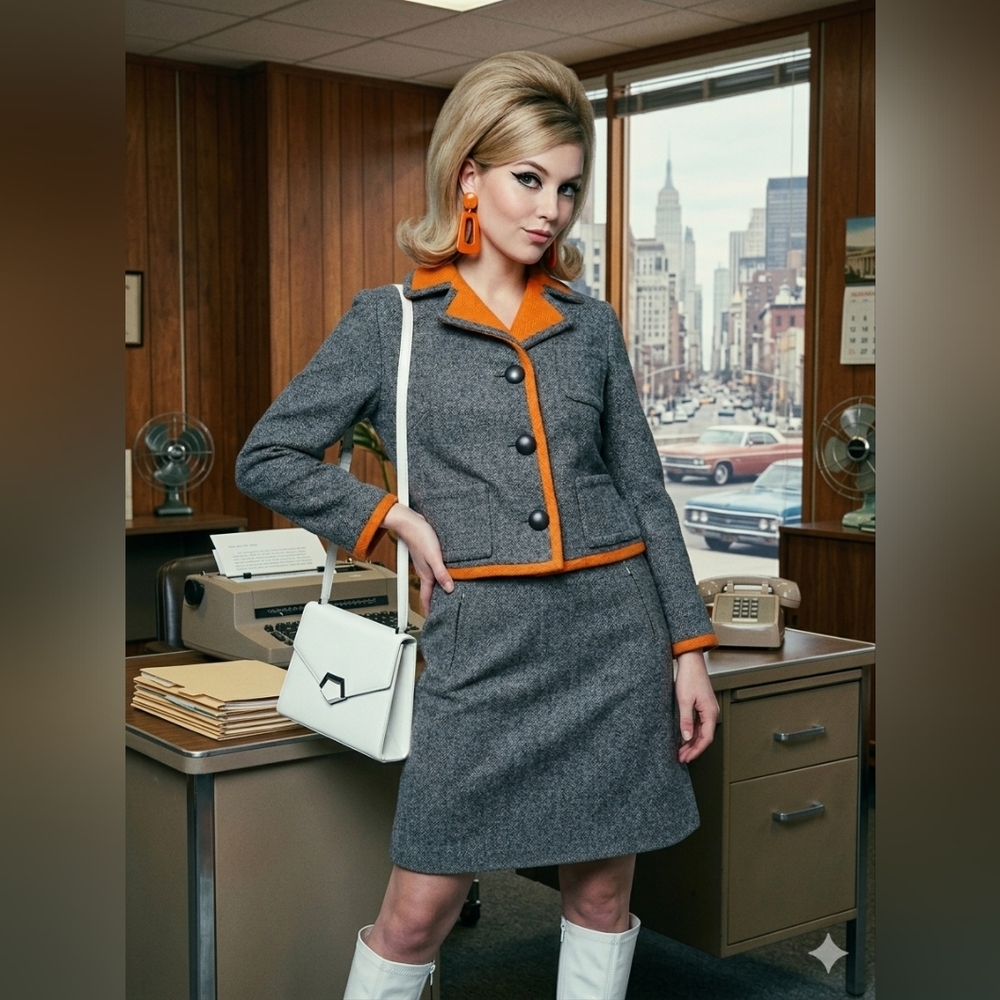 1960s Space Age Mod Set: WÉBÉ Paris x Lily Simon Montreal Wool Mad Men - Picture 16 of 16